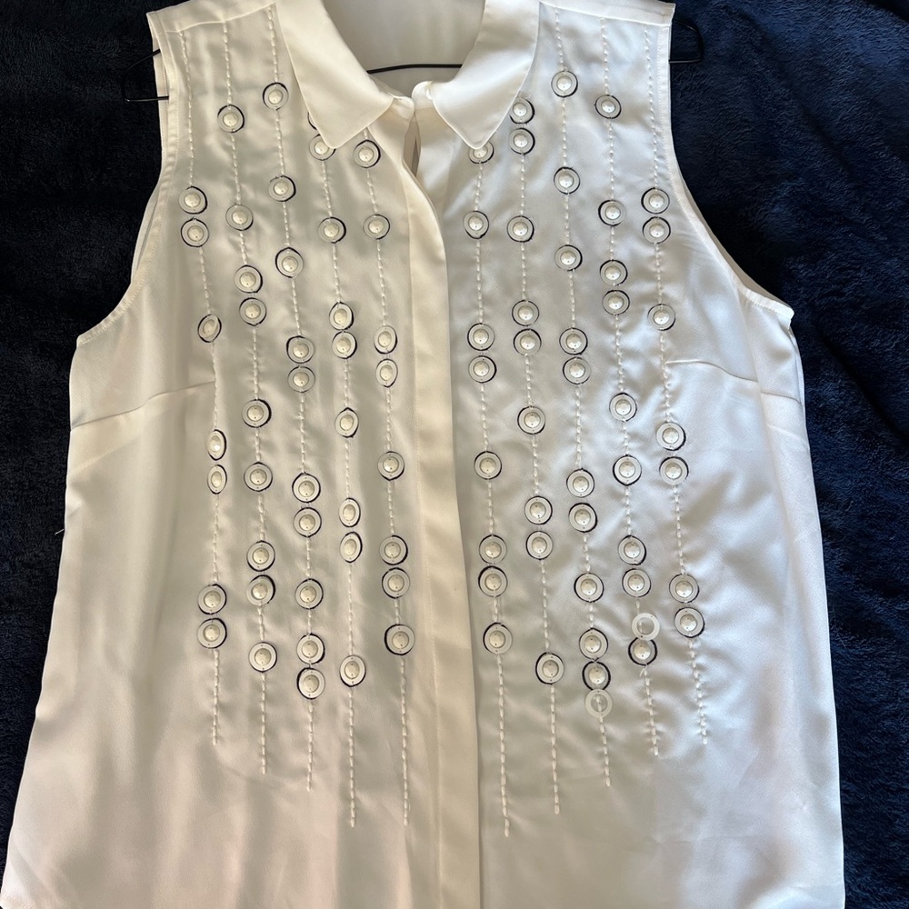 Ann Taylor Ivory Sleeveless Top